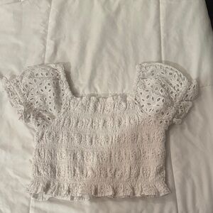 LoveShackFancy White Eyelet Lace Blouse